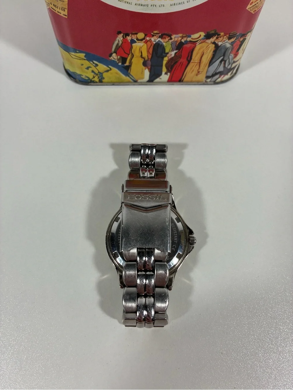 FOSSIL Blue AM-3175 Stainless Steel Quartz Analog Men's Watch Vintage Waterproof
